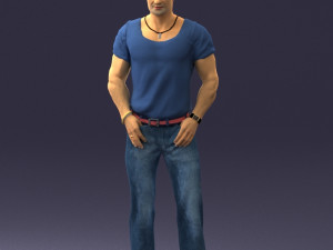 man in blue t-shirt 0090 3d print ready 3D 打印模型