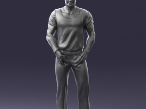 man in blue t-shirt 0090 3d print ready 3D 打印模型