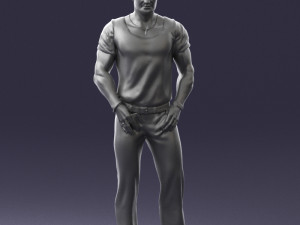 man in blue t-shirt 0090 3d print ready 3D 打印模型