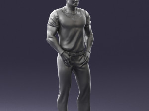 man in blue t-shirt 0090 3d print ready 3D 打印模型