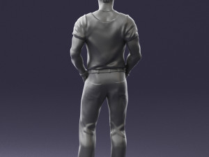 man in blue t-shirt 0090 3d print ready 3D 打印模型