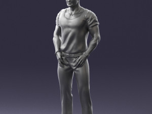 man in blue t-shirt 0090 3d print ready 3D 打印模型