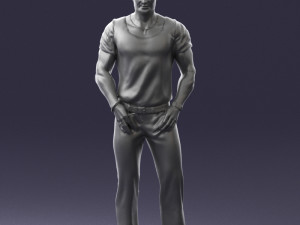 man in blue t-shirt 0090 3d print ready 3D 打印模型