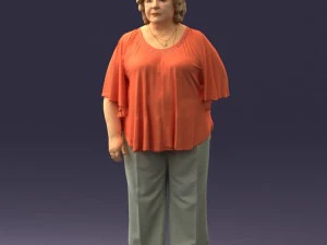 000416 Realistic Elderly Woman Casual Outfit Standing Pose Scan 3D Model