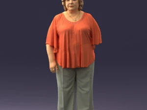 000416 Realistic Elderly Woman Casual Outfit Standing Pose Scan 3dp 3D Print Model