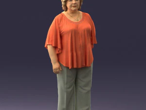 000416 Realistic Elderly Woman Casual Outfit Standing Pose Scan 3dp 3D Print Model