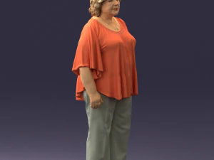000416 Realistic Elderly Woman Casual Outfit Standing Pose Scan 3dp 3D Print Model
