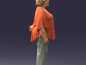 000416 Realistic Elderly Woman Casual Outfit Standing Pose Scan 3dp 3D Print Model