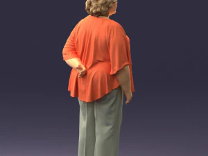 000416 Realistic Elderly Woman Casual Outfit Standing Pose Scan 3dp 3D Print Model