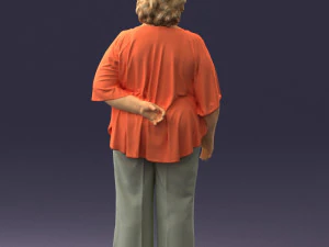 000416 Realistic Elderly Woman Casual Outfit Standing Pose Scan 3dp 3D Print Model