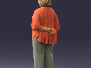 000416 Realistic Elderly Woman Casual Outfit Standing Pose Scan 3dp 3D Print Model