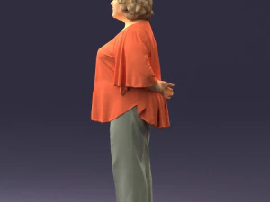 000416 Realistic Elderly Woman Casual Outfit Standing Pose Scan 3dp 3D Print Model