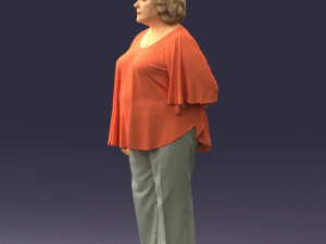 000416 Realistic Elderly Woman Casual Outfit Standing Pose Scan 3dp 3D Print Model