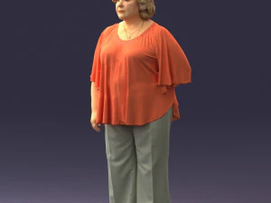 000416 Realistic Elderly Woman Casual Outfit Standing Pose Scan 3dp 3D Print Model