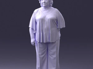 000416 Realistic Elderly Woman Casual Outfit Standing Pose Scan 3dp 3D Print Model