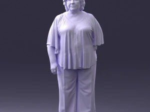 000416 Realistic Elderly Woman Casual Outfit Standing Pose Scan 3dp 3D Print Model