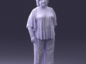 000416 Realistic Elderly Woman Casual Outfit Standing Pose Scan 3dp 3D Print Model