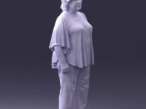 000416 Realistic Elderly Woman Casual Outfit Standing Pose Scan 3dp 3D Print Model