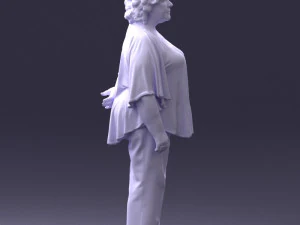 000416 Realistic Elderly Woman Casual Outfit Standing Pose Scan 3dp 3D Print Model