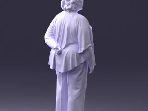 000416 Realistic Elderly Woman Casual Outfit Standing Pose Scan 3dp 3D Print Model