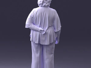000416 Realistic Elderly Woman Casual Outfit Standing Pose Scan 3dp 3D Print Model