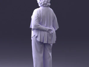 000416 Realistic Elderly Woman Casual Outfit Standing Pose Scan 3dp 3D Print Model