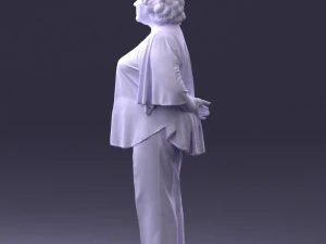 000416 Realistic Elderly Woman Casual Outfit Standing Pose Scan 3dp 3D Print Model