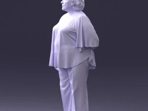000416 Realistic Elderly Woman Casual Outfit Standing Pose Scan 3dp 3D Print Model