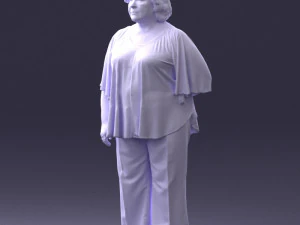 000416 Realistic Elderly Woman Casual Outfit Standing Pose Scan 3dp 3D Print Model
