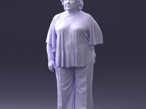000416 Realistic Elderly Woman Casual Outfit Standing Pose Scan 3dp 3D Print Model