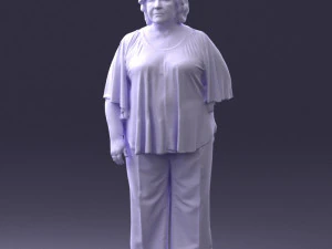 000416 Realistic Elderly Woman Casual Outfit Standing Pose Scan 3dp 3D Print Model