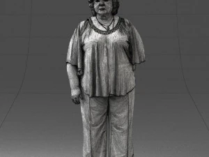 000416 Realistic Elderly Woman Casual Outfit Standing Pose Scan 3dp 3D Print Model