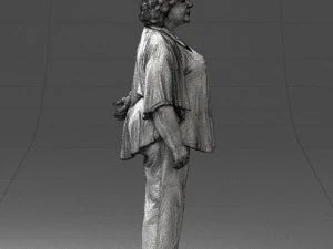 000416 Realistic Elderly Woman Casual Outfit Standing Pose Scan 3dp 3D Print Model