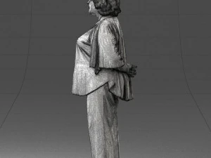 000416 Realistic Elderly Woman Casual Outfit Standing Pose Scan 3dp 3D Print Model