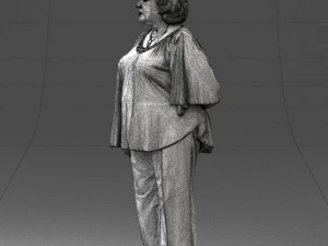 000416 Realistic Elderly Woman Casual Outfit Standing Pose Scan 3dp 3D Print Model