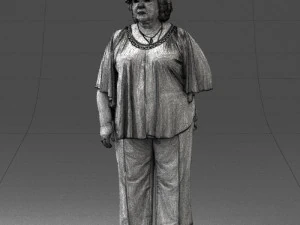000416 Realistic Elderly Woman Casual Outfit Standing Pose Scan 3dp 3D Print Model