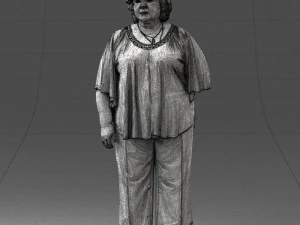 000416 Realistic Elderly Woman Casual Outfit Standing Pose Scan 3dp 3D Print Model
