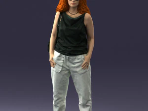 000415 Realistic Woman Casual Street Pose Full Body Scan Character 3D Model