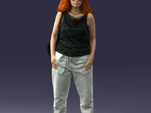 000415 Realistic Woman Casual Street Pose Full Body Scan Character 3D Model