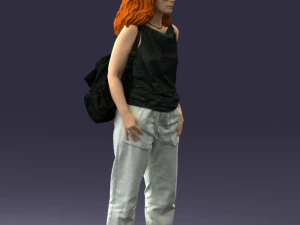 000415 Realistic Woman Casual Street Pose Full Body Scan Character 3D Model