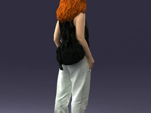 000415 Realistic Woman Casual Street Pose Full Body Scan Character 3D Model