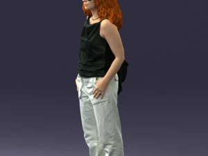 000415 Realistic Woman Casual Street Pose Full Body Scan Character 3D Model