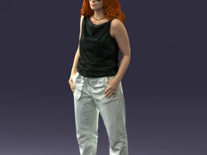 000415 Realistic Woman Casual Street Pose Full Body Scan Character 3D Model