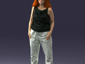 000415 Realistic Woman Casual Street Pose Full Body Scan Character 3D Model