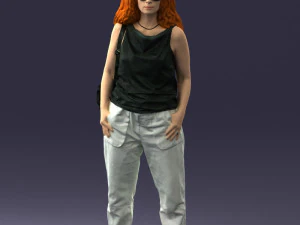 000415 Realistic Woman Casual Street Pose Full Body Scan Character 3D Model