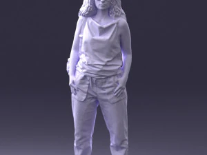000415 Realistic Woman Casual Street Pose Full Body Scan Character 3D Model