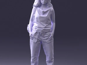 000415 Realistic Woman Casual Street Pose Full Body Scan Character 3D Model