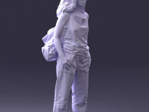 000415 Realistic Woman Casual Street Pose Full Body Scan Character 3D Model