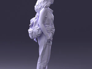 000415 Realistic Woman Casual Street Pose Full Body Scan Character 3D Model