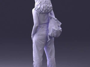 000415 Realistic Woman Casual Street Pose Full Body Scan Character 3D Model